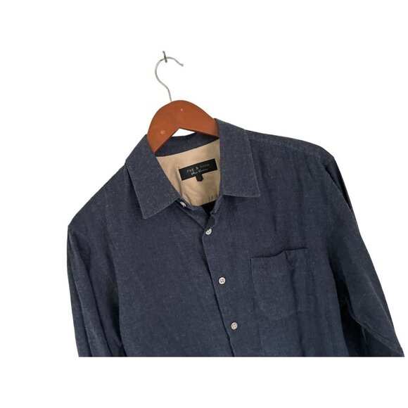 RAG & BONE Button-down Shirt Cotton Gray Long Sleeve Size Large - Picture 3 of 6